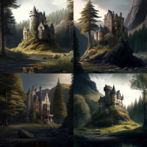 Inteligenta Artificiala si Arta - Castel scotian cu padure