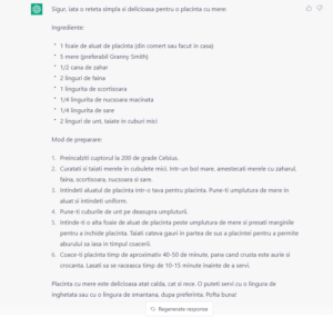 Inteligenta artificiala si contabilitatea - placinta cu mere